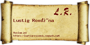 Lustig Roxána névjegykártya