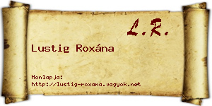 Lustig Roxána névjegykártya